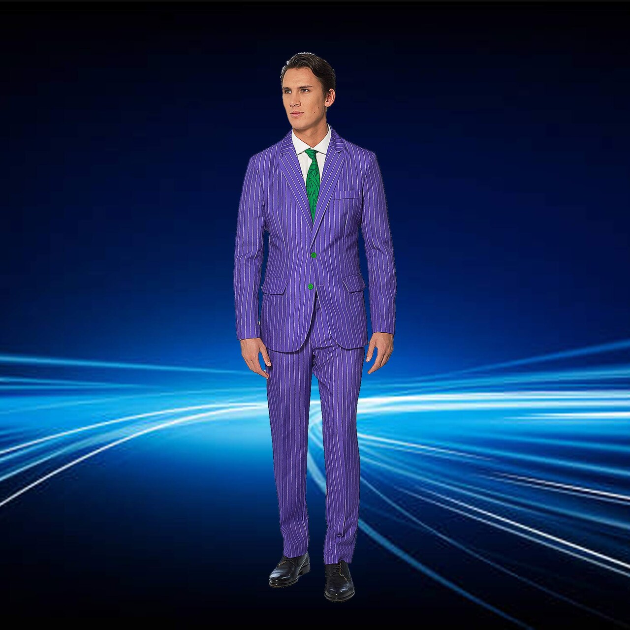Men's Joker Suit Costume Purple Jacket Pants Slim Fit Halloween